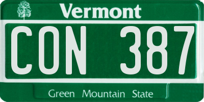 VT license plate CON387