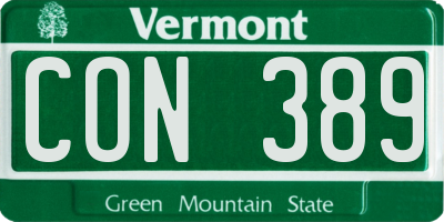 VT license plate CON389