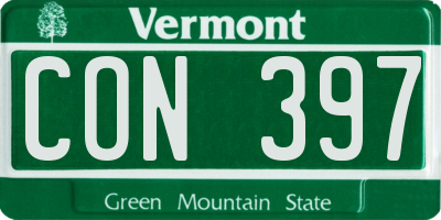 VT license plate CON397