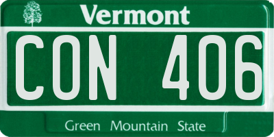 VT license plate CON406