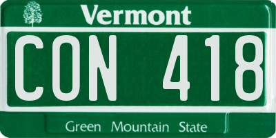 VT license plate CON418