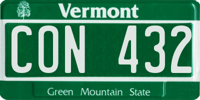 VT license plate CON432