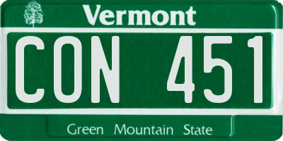 VT license plate CON451