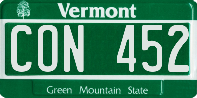 VT license plate CON452