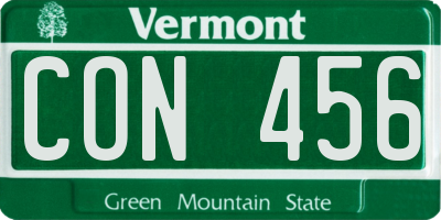 VT license plate CON456