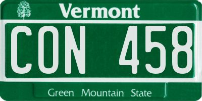 VT license plate CON458