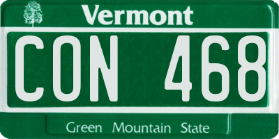 VT license plate CON468