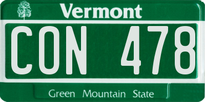 VT license plate CON478