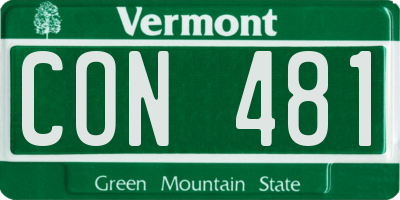 VT license plate CON481