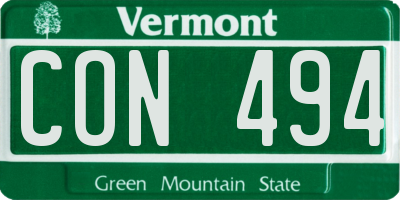 VT license plate CON494