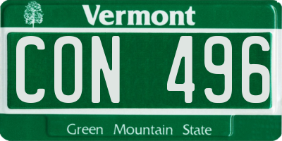 VT license plate CON496