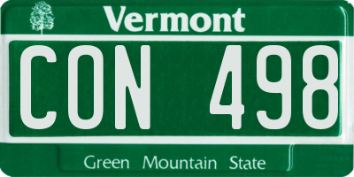 VT license plate CON498