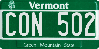 VT license plate CON502