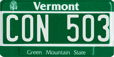 VT license plate CON503