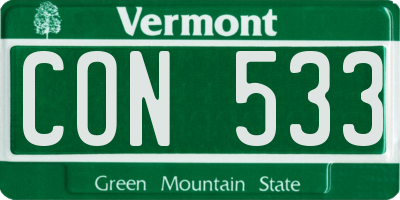 VT license plate CON533