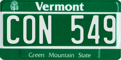 VT license plate CON549