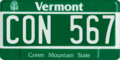 VT license plate CON567