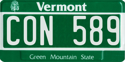 VT license plate CON589