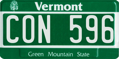 VT license plate CON596