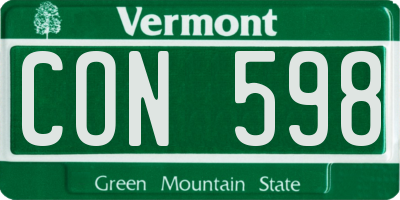 VT license plate CON598