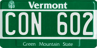 VT license plate CON602