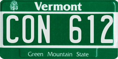 VT license plate CON612