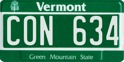 VT license plate CON634