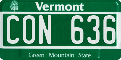 VT license plate CON636
