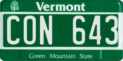 VT license plate CON643