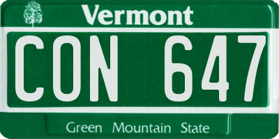VT license plate CON647