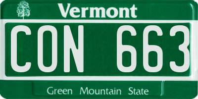 VT license plate CON663