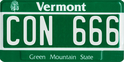 VT license plate CON666
