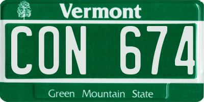 VT license plate CON674