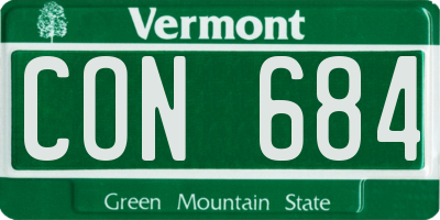 VT license plate CON684