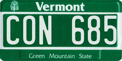 VT license plate CON685