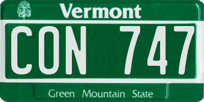 VT license plate CON747