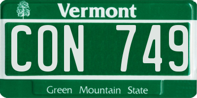 VT license plate CON749