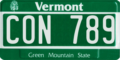 VT license plate CON789
