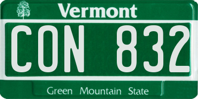 VT license plate CON832