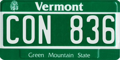 VT license plate CON836