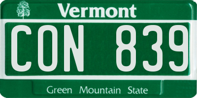 VT license plate CON839