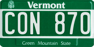 VT license plate CON870
