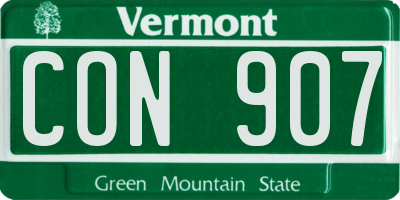 VT license plate CON907