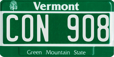 VT license plate CON908