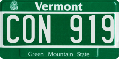 VT license plate CON919