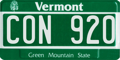VT license plate CON920