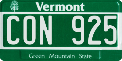 VT license plate CON925