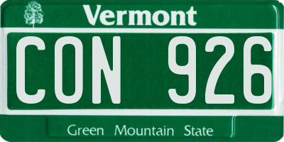 VT license plate CON926