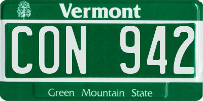 VT license plate CON942