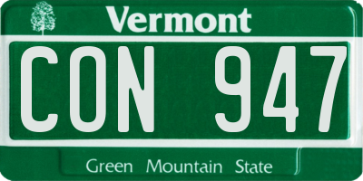 VT license plate CON947